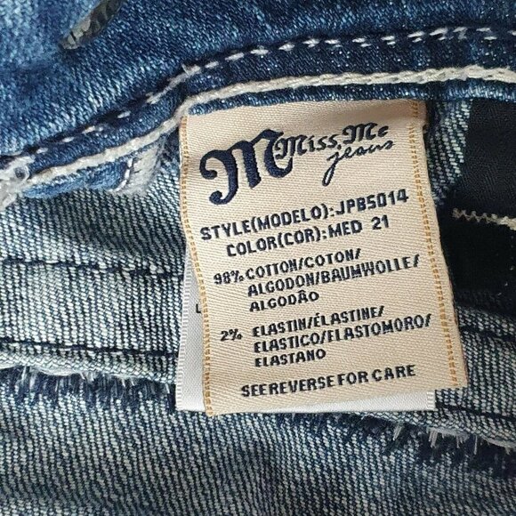 Miss Me Womens Distressed Boyfriend Capri Jeans Cropped Bling Size 28 JPB5014 - Picture 7 of 12